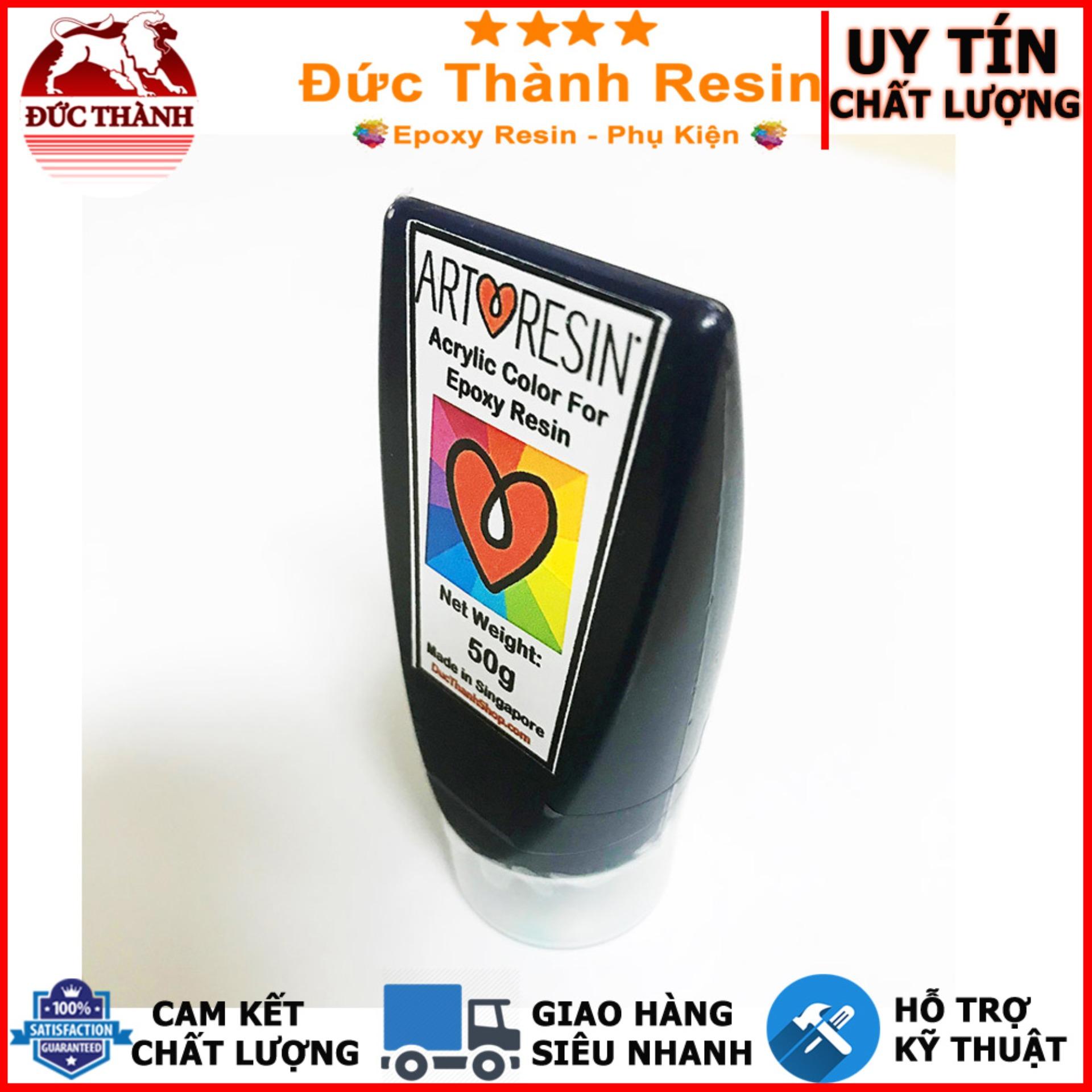 Màu Acrylic ĐEN - BLACK chuyên dùng pha Epoxy Resin - Hộp 50g
