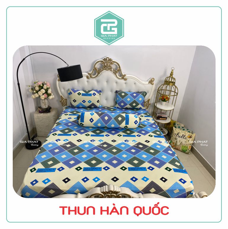 Bộ Ga Giường Thun Lạnh Hàn Quốc 4 Món ( 1 ga bọc + 2 vỏ gối nằm + 1 vỏ gối ôm )