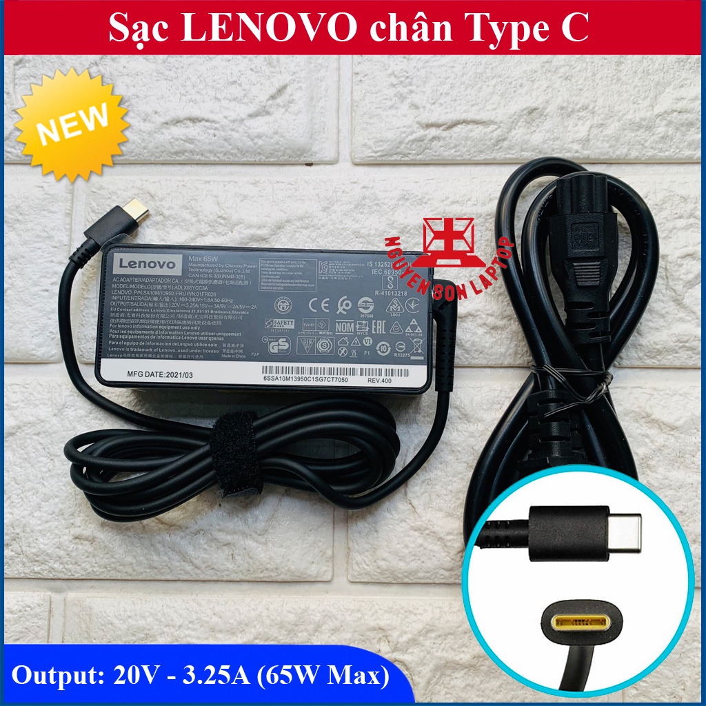 ️ Sạc Laptop Lenovo TYPE C 20V - 3.25A - 65W (Chân USB-C)