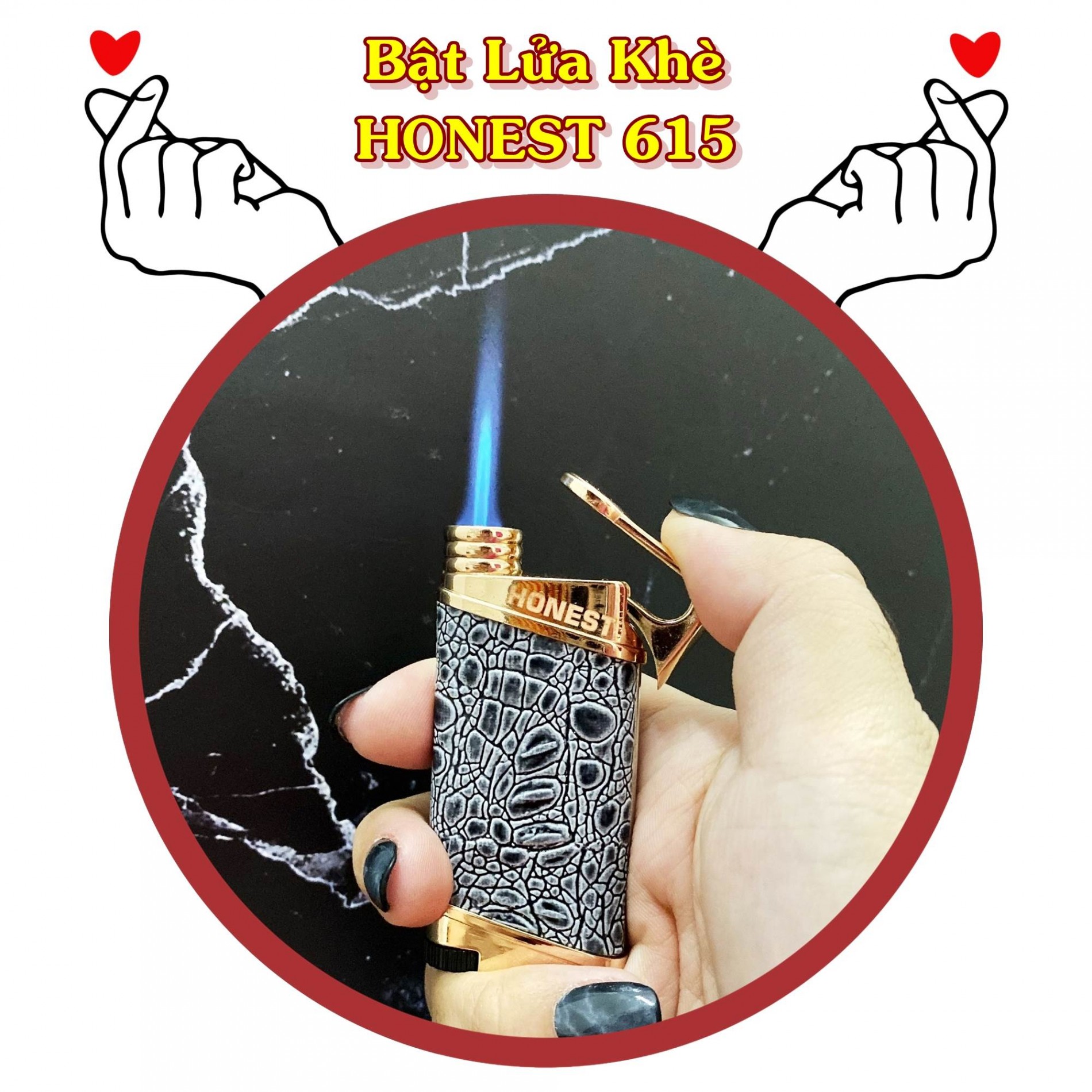 BẬT LỬA KHÈ - HONEST 615 - BỌC DA CÁ SẤU  - (XÀI GAS)