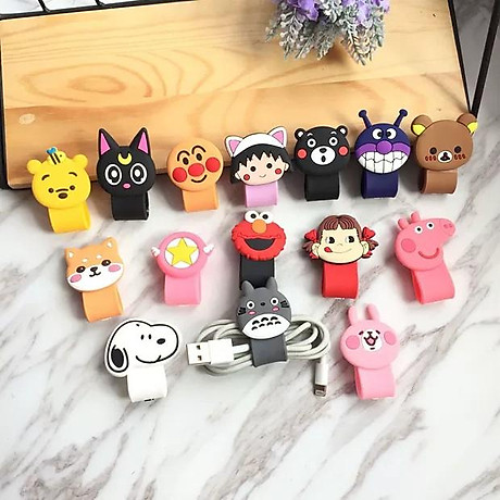 Combo 5 kẹp thu gọn cáp sạc dây tai nghe hình thú siêu cute