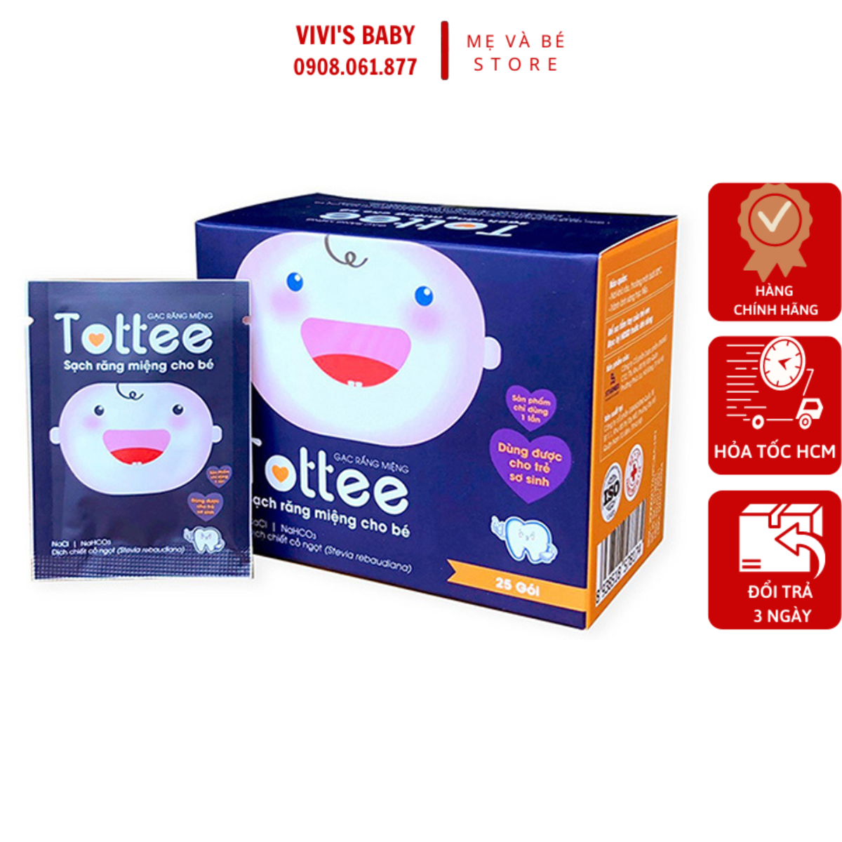 Gạc Rơ Lưỡi TOTTEE Xỏ Ngón Làm Sạch Và Ngăn Ngừa Vấn Đề Răng Miệng Cho Bé