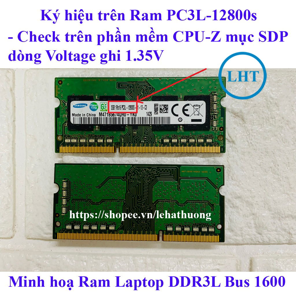 RAM Laptop 2GB PC3-12800s (DDR3 Bus 1600 MHz) hàng bóc máy đã qua sử dụng