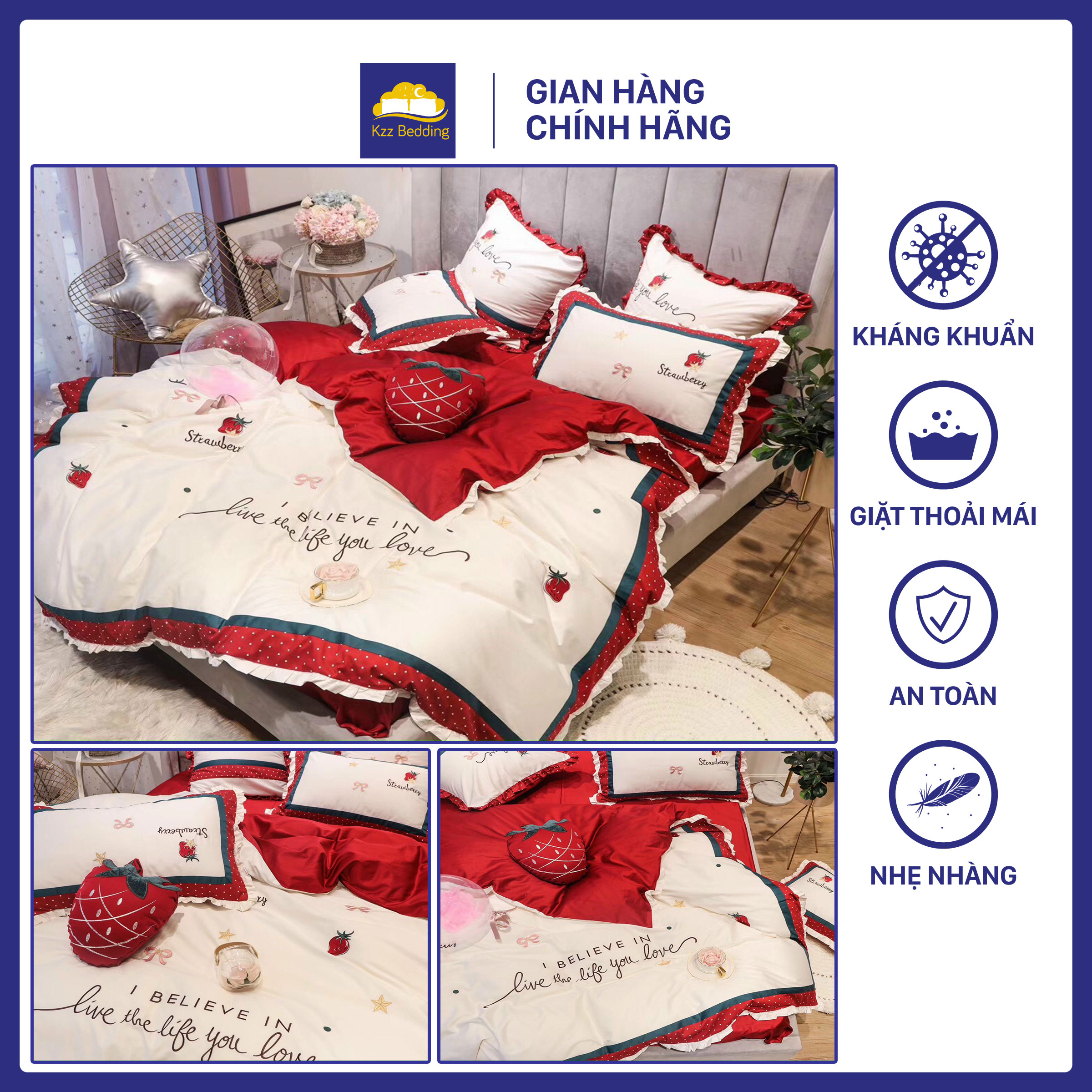❤️ cực phẩm ❤️set lụa cao cấp 5 món❤️ chăn ga gối ngày cưới ♥️ kzzbedding