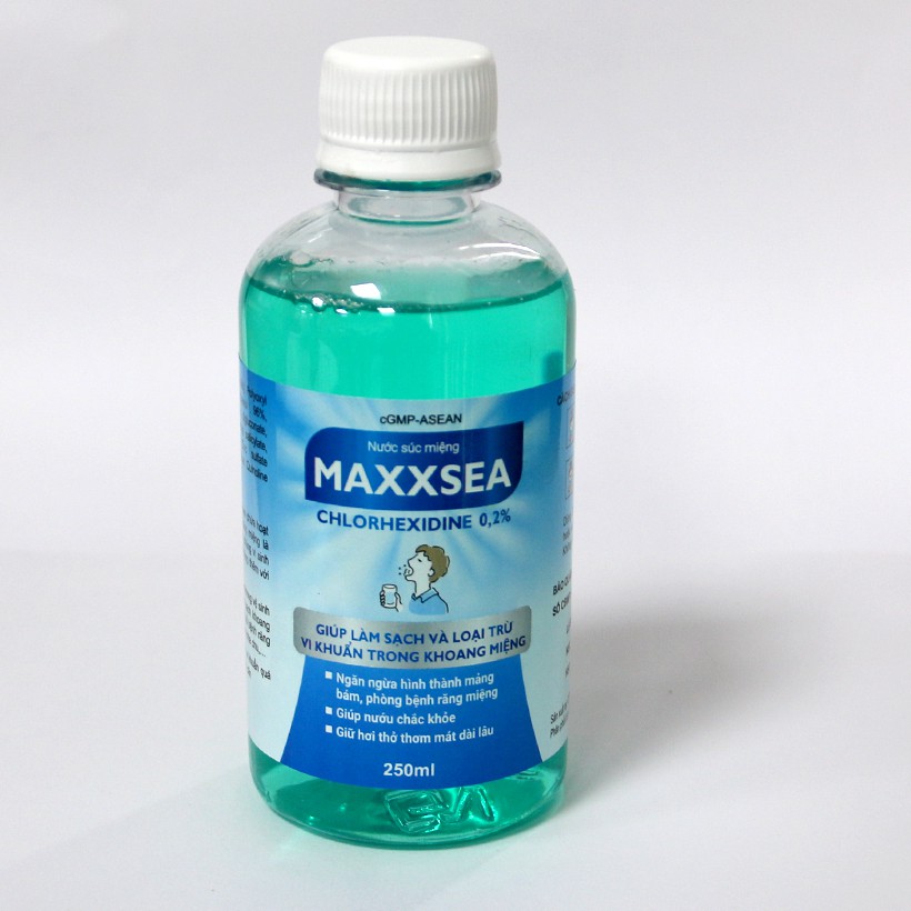 Nước súc miệng MAXXSEA [Chai 250ml] - Chlorhexidine kháng khuẩn [Medoral, maxsea, listerine, betadine, kin]