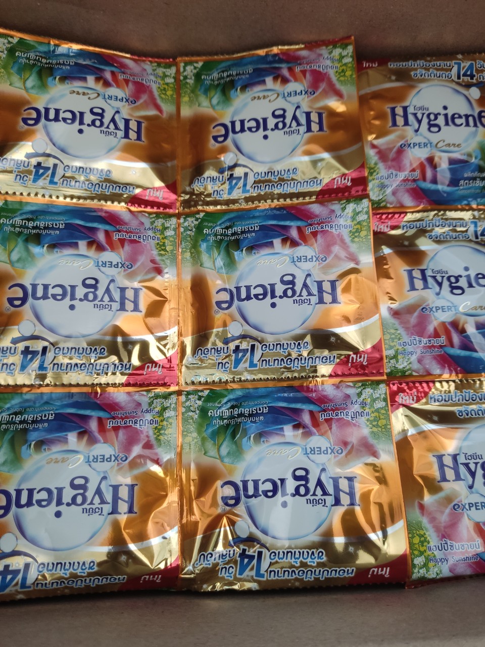 ( thùng 360 gói ) nước xả vải hygiene thái lan - màu vàng