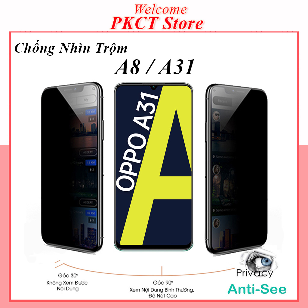Kính cường lực oppo A31 A8 Chống Nhìn Trộm Full Màn Hình Tặng Kèm Khăn Lau