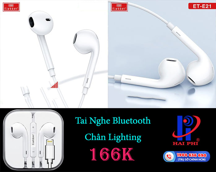 Tai nghe Bluetooth chân Lightning Earldom E21(2 tai)