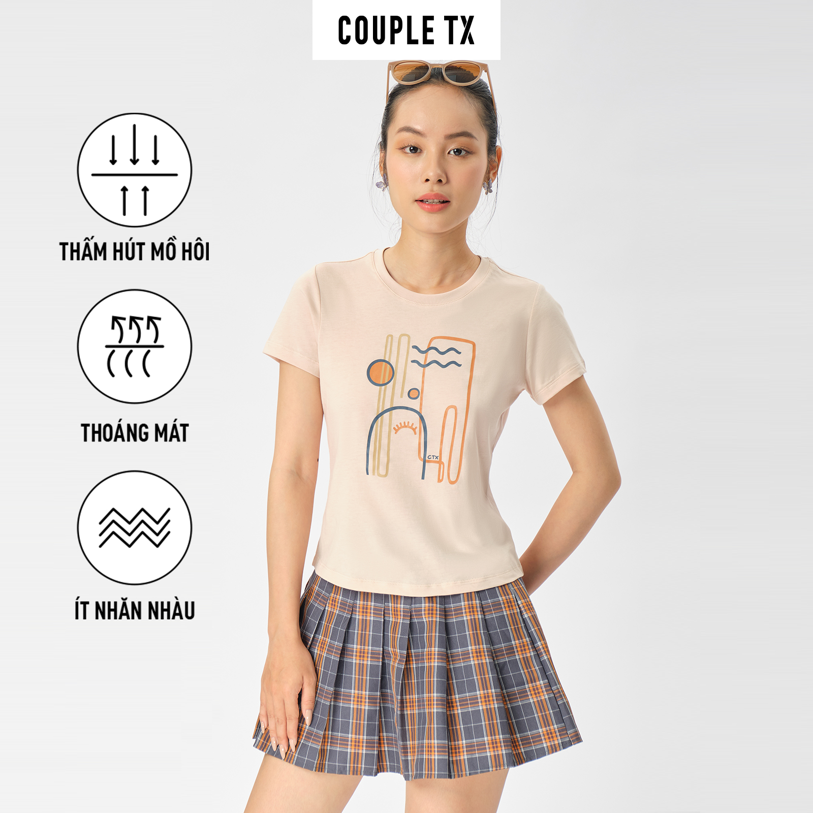 Áo thun nữ couple tx - in line art wts 2357