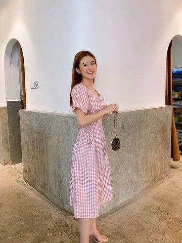 Đầm caro midi bigsize cỡ lớn 70-85kg