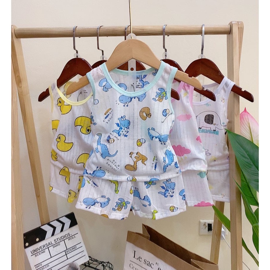 COMBO 5 Bộ Ba Lỗ Cotton Giấy Hoạ Tiết Cho Bé