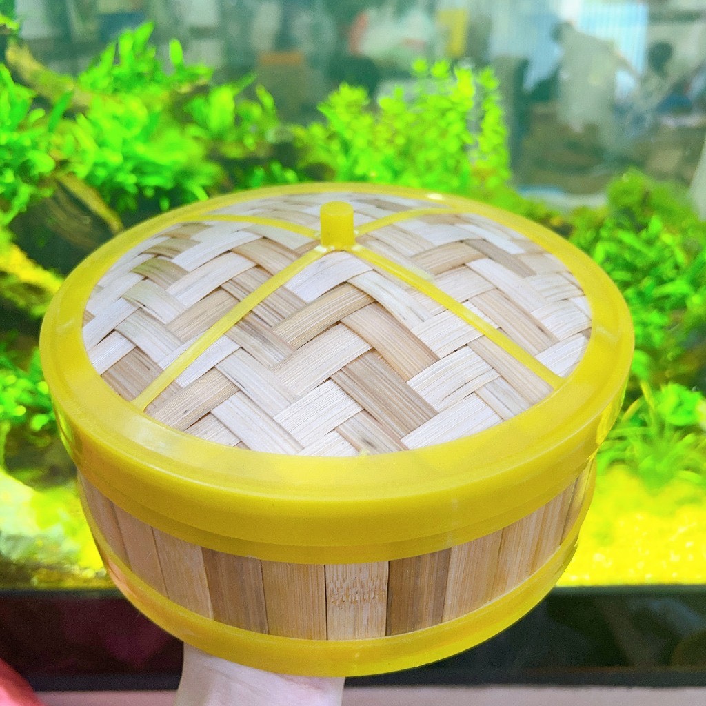 Xửng hấp tre gọng nhựa tròn kèm nắp đủ size - dùng để hấp dimsum, bánh bao, há cảo....