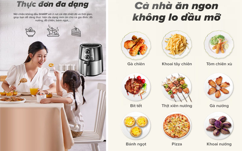 Nồi chiên không dầu Sharp KF-AF42MV-ST 4.2 Lít