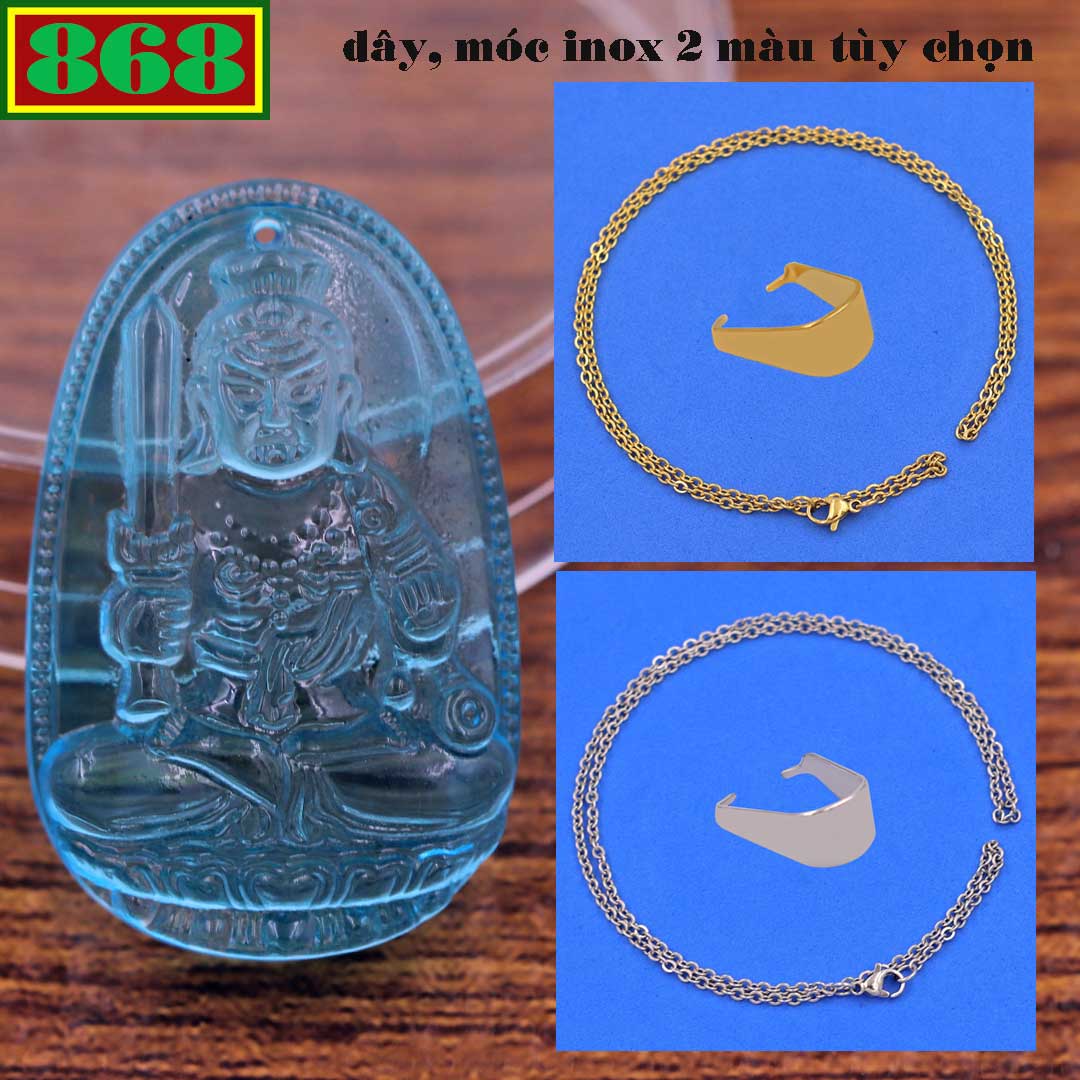 Buddha pendant real smart Crown crystal blue sea 3.6 cm attached necklace stainless steel necklaces + hook stainless steel, buddha the par, pendant feng shui