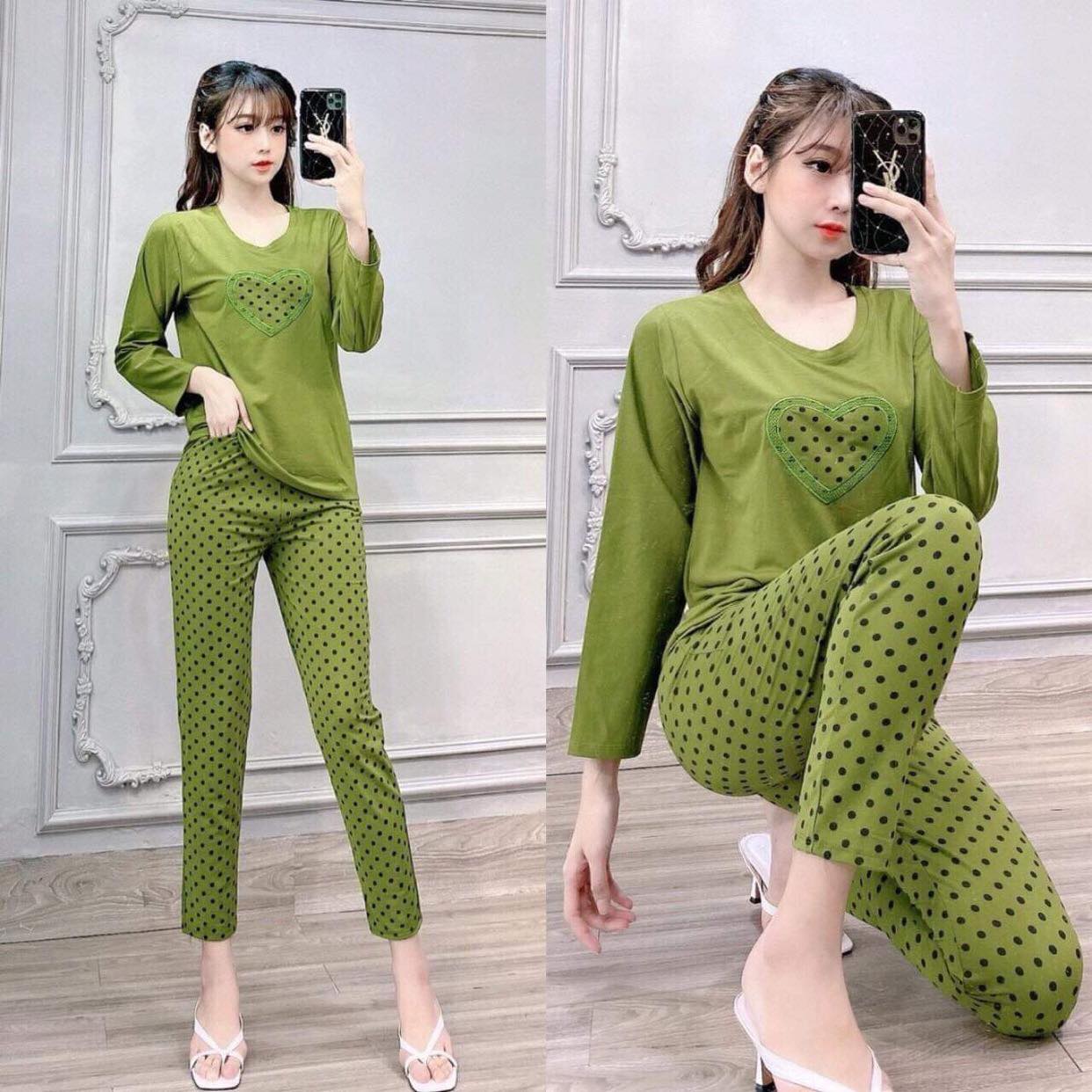 [HCM]SET BỘ THU ĐÔNG DÀI TAY THÊU TIM DỄ THƯƠNG