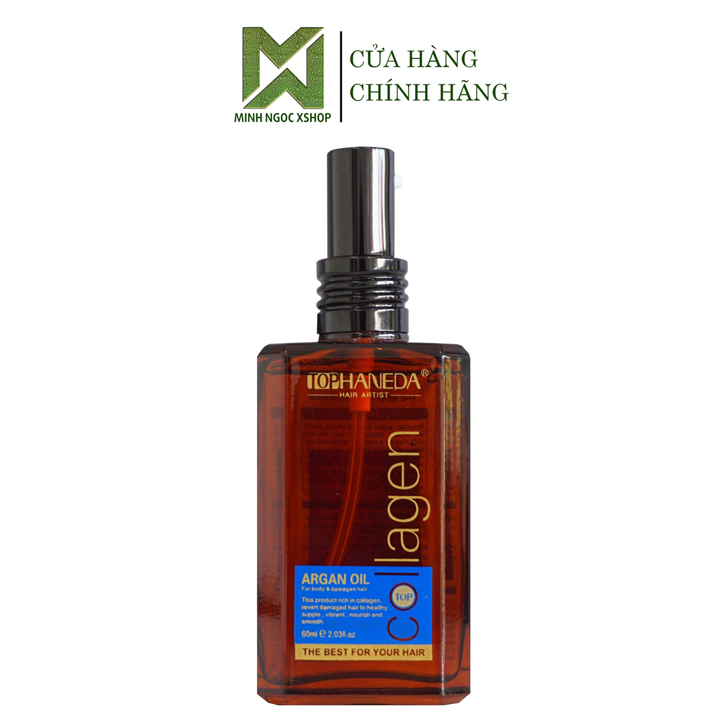 Tinh dầu dưỡng tóc Top Haneda Collagen Argan Oil 60ml cho tóc bóng mượt chuẩn salon tại nhà chính hãng