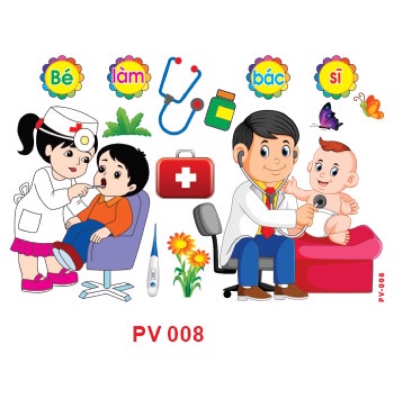 Decal mầm non - BÉ CHỌN VAI GÌ khổ lớn 127x80