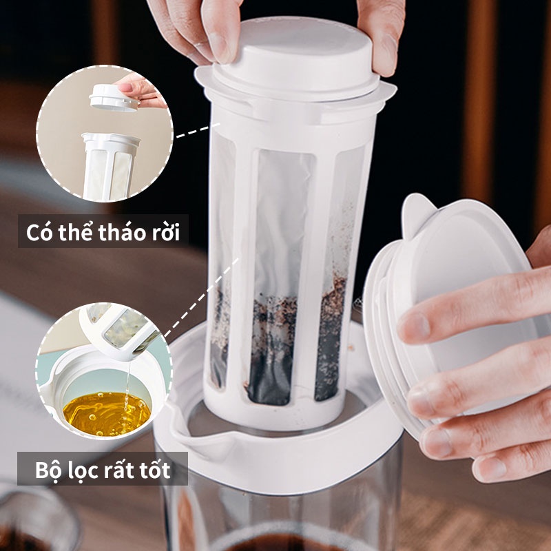 Bình pha cà phê Cold Brew Bình pha cafe cà phê ủ lạnh 1100ml Bình pha trà ABS Vòng đệm silicon dày dặn Phin pha cafe ​Coffee maker DODO