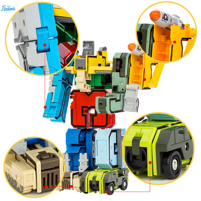 FunsLane 10 ชิ้น 0-9 หุ่นยนต์ปริศนา Creative Assembling Building Block Puzzle ดิจิตอลตุ๊กตาแปลงสภาพหุ่นยนต์เปลี่ยนเครื่องบินรถเด็กของขวัญของเล่นเพื่อการศึกษา Building Block Assembling Action ของเล่นรุ่น