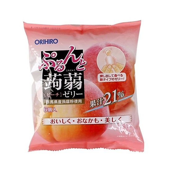 Thạch trái cây Orihiro túi 6 viên 120g hàng Nhật Bản vị Đào