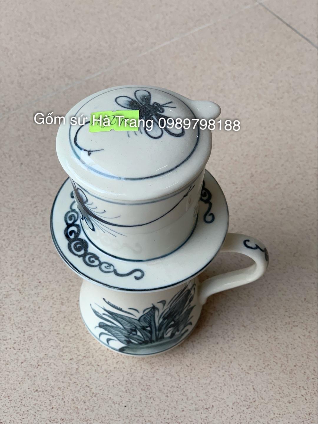 Phin cafe gốm sứ Bát Tràng vẽ chuồn khoai