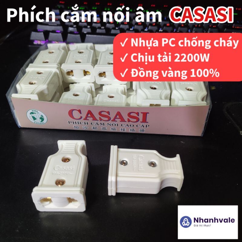 Phích cắm nối âm, phích cái CASASI nhựa PC chống cháy
