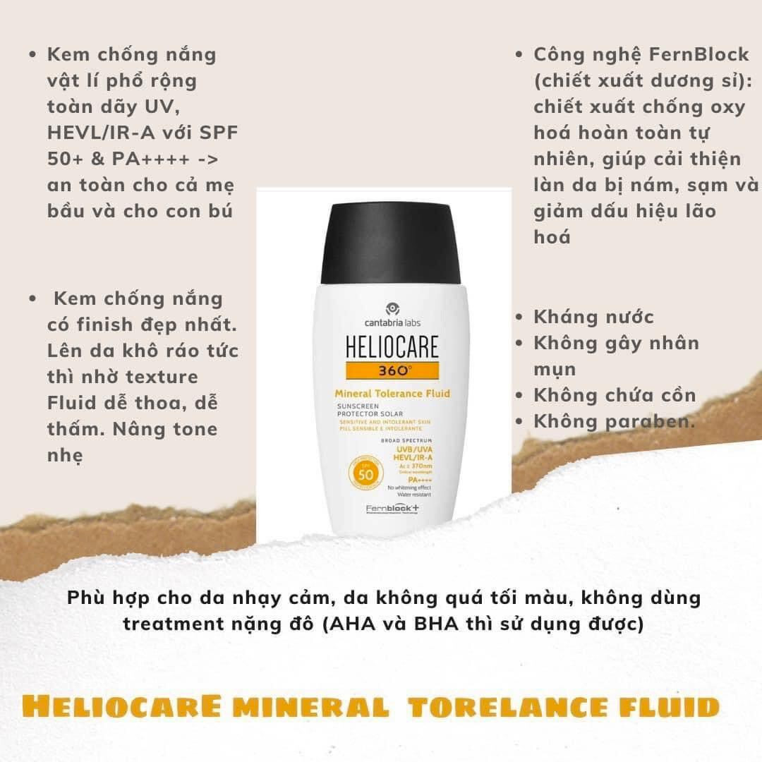 Kem chống nắng Heliocare A-R Emulsion/ Pigment / Water Gel / Mineral Tolerance Fluid/ Age Active