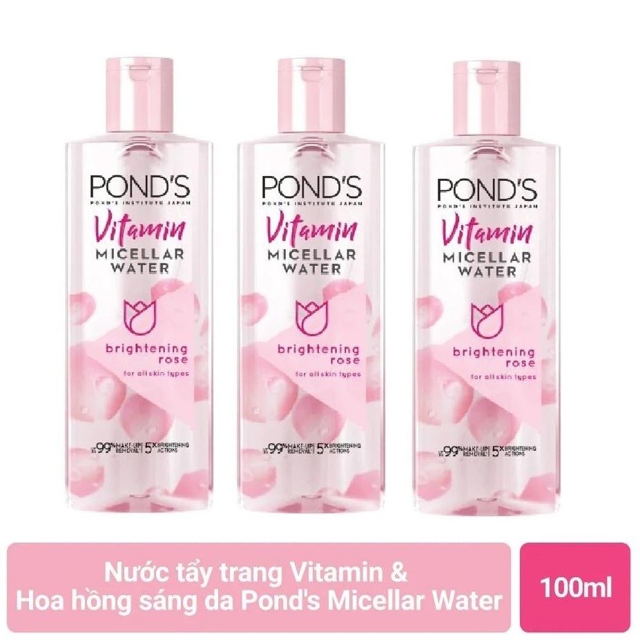 set 3 chai dầu tẩy trang kiêm nước hoa hồng Pond 100ml