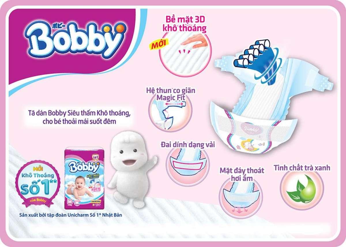 BỈM - TÃ DÁN BOBBY SIZE M - 48 miếng (CHO BÉ 6 - 10KG)