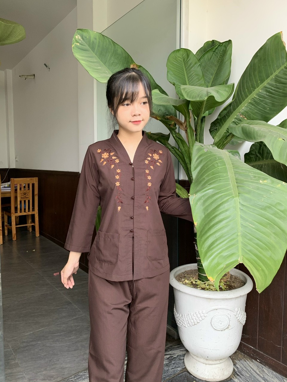 Đồ Lam Đi Chùa Bà lai thêu