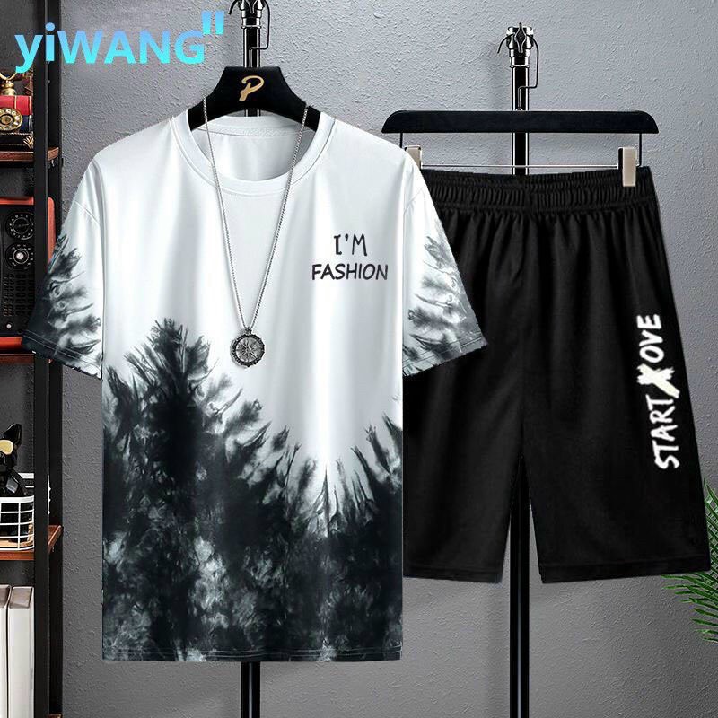 Bộ thể thao nam cổ tròn pha màu tay ngắn, quần đùi nam, bộ thun nam im fashon, quần short cotton - đt