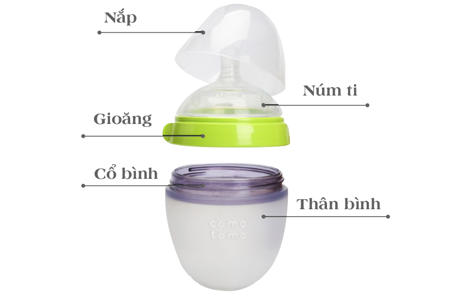 BÌNH SỮA SILICONE COMOTOMO 250ML - HỒNG