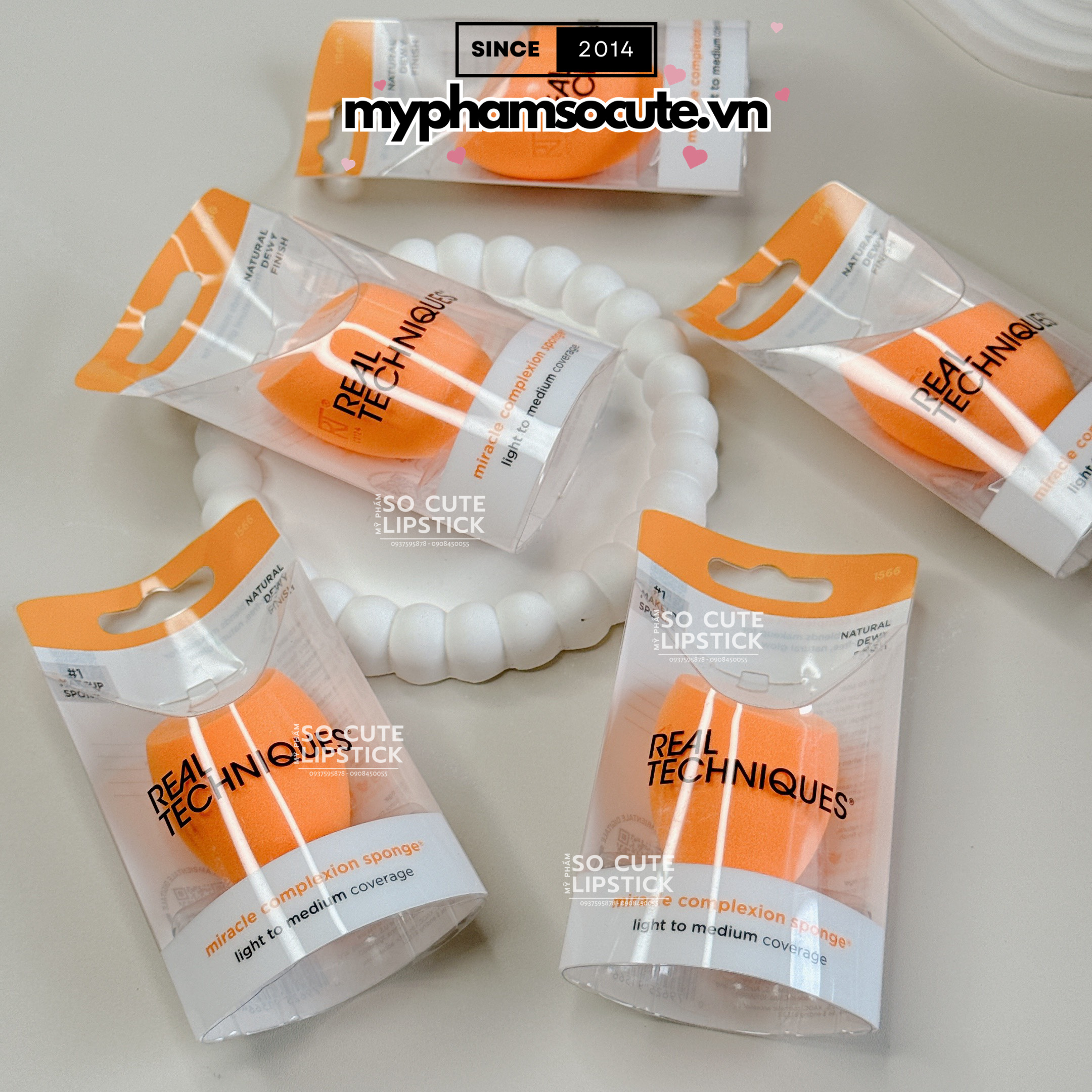 Mút Tán Nền Real Techniques Miracle Complexion Sponge (Cam)- Powder Sponge (Hồng) - Airblend Sponge (Xanh)