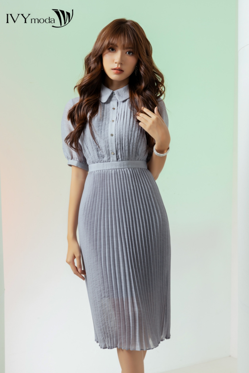 Đầm voan dập ly IVY moda MS 48M7283