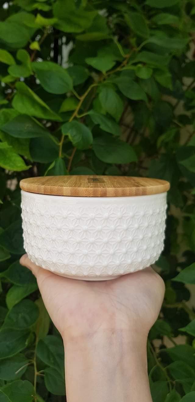 Bộ 2 thố sứ nắp gỗ cao cấp