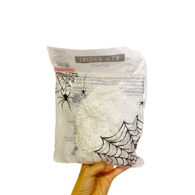 Mạng nhện trắng đen trang trí halloween super strrrretch spider web