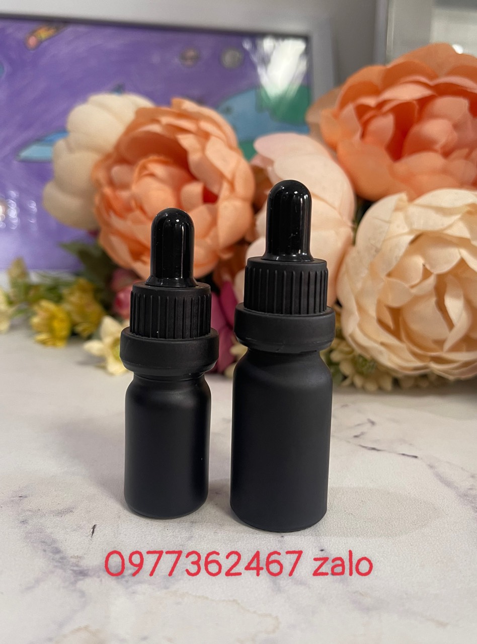 Chai thủy tinh đựng serum, chai sơn đen lì 5ml 10ml đầu bóp