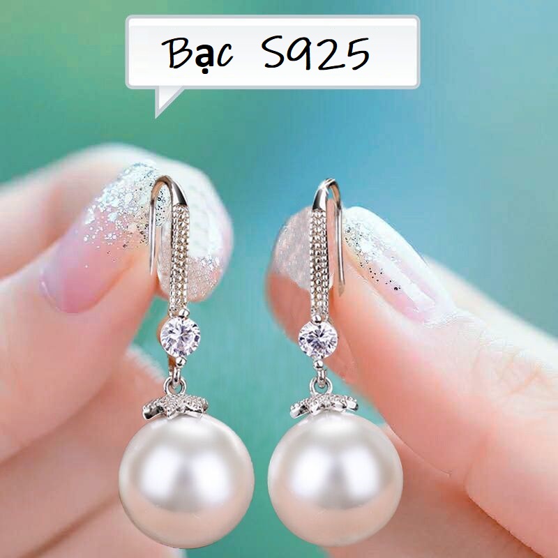 Bông Tai Bạc S925 Ngọc Trai Đính Đá Zircon Nữ Tính Sang Trọng BTMOCNGOCTRAI12