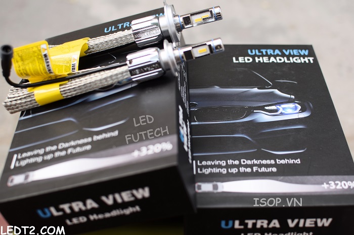 [LEDT2 ISOP] Đèn pha LED Ultra View +320% Fanless [Số lượng: 1 cái] [Bảo hành 1 năm]