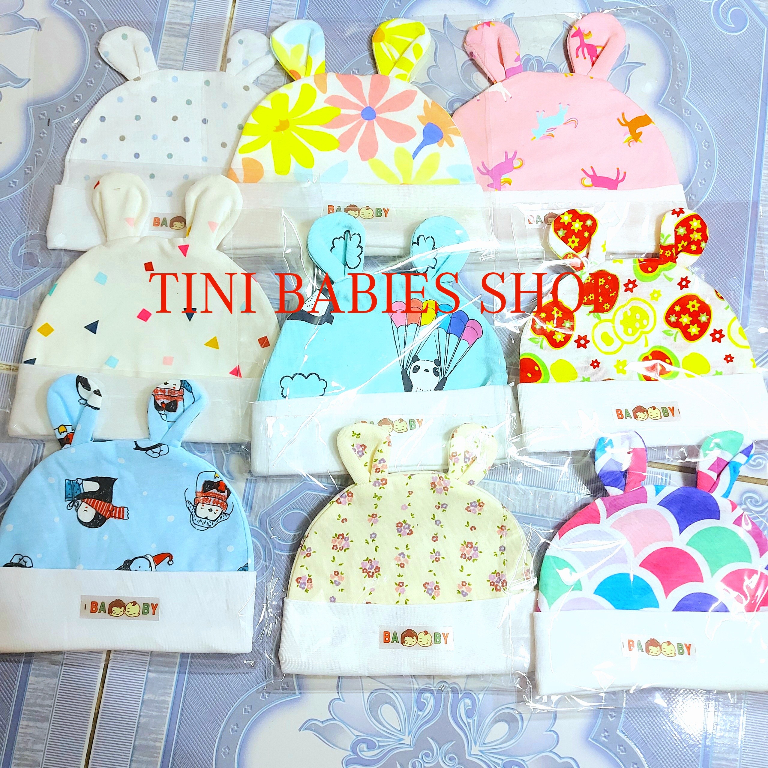 Set 02 nón sơ sinh cho bé họa tiết đáng yêu