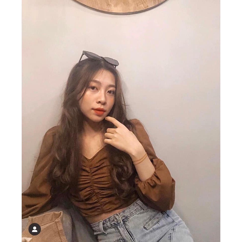 Áo Voan Crotop Tay Dài Nhún Giữa Bo Eo Thời Trang TT0018 ( TTS0434)