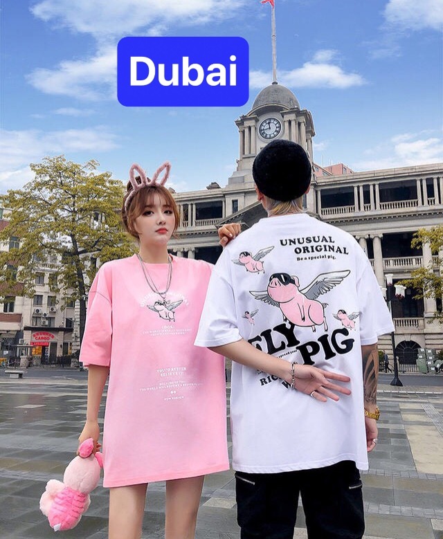 ÁO THUN HỒNG HEO THIÊN THẦN NAM NỮ PHOM FORM RỘNG TAY LỠ NHẬT BẢN MẠNH MẼ SÀNH ĐIỆU VẢI DÀY MIN - DUBAI FASHION