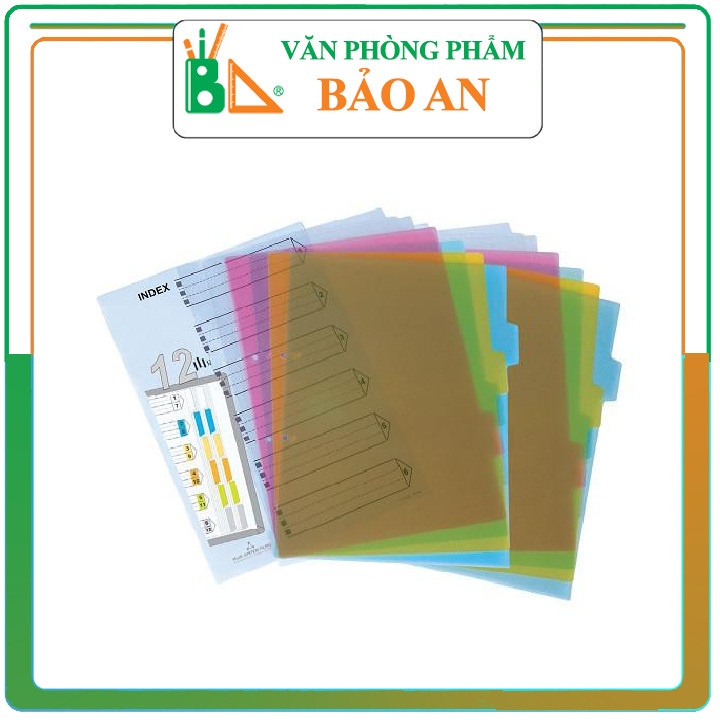 Chia File Nhựa 12 Plus 85-V02 (Bìa Phân Trang) (combo 2 tập)