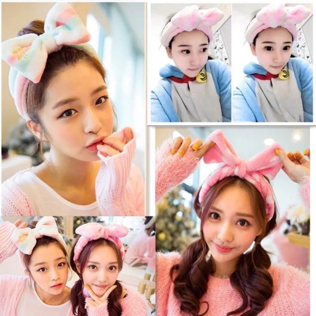 Băng đô bờm cài tóc NƠ make up rửa mặt
