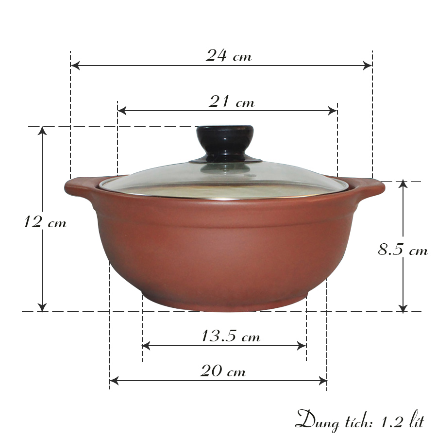 Nồi đất chịu nhiệt 1.2 lít NodaCook