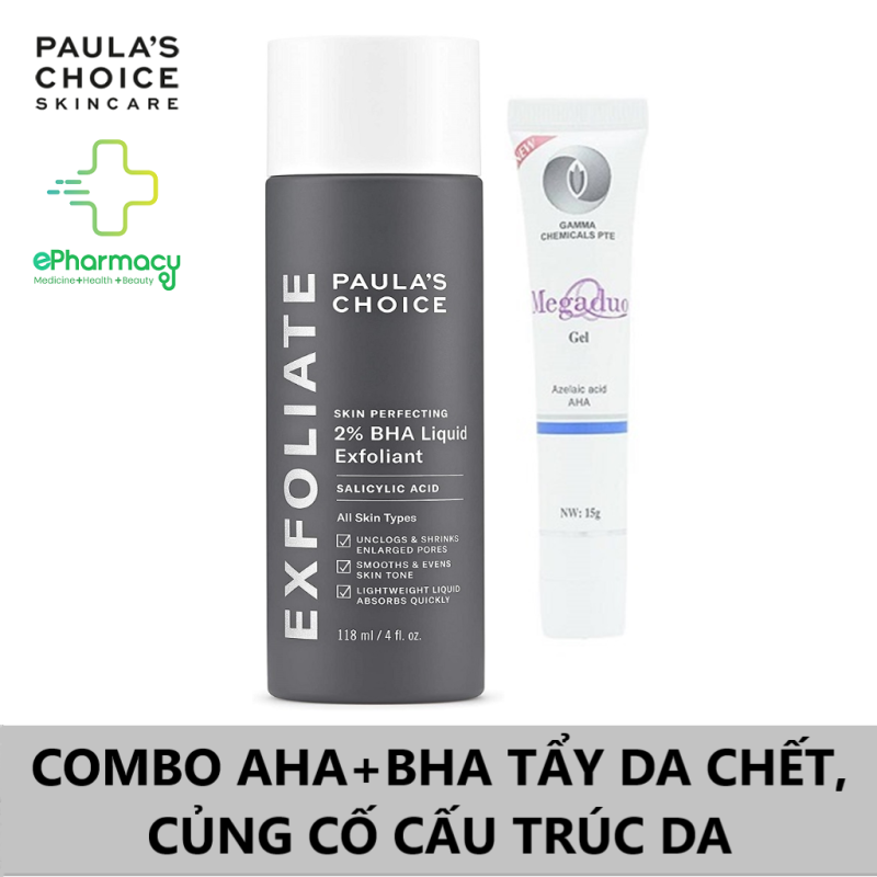 Paulas Choice BHA 2% + Megaduo (AHA) Gel 15g - COMBO AHA + BHA Tẩy Da Chết, Củng Cố Cấu Trúc Da cao cấp