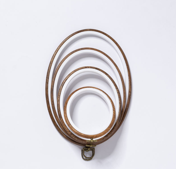 Khung thêu nhựa giả gỗ hình Tròn / Bát giác / Elip nhiều kích cỡ (vân gỗ) Bách hóa Na Na Handmade DIY