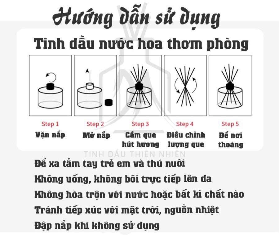 NƯỚC HOA KHUẾCH TÁN - TINH DẦU THƠM PHÒNG (+TẶNG KÈM QUE KHUẾCH TÁN)