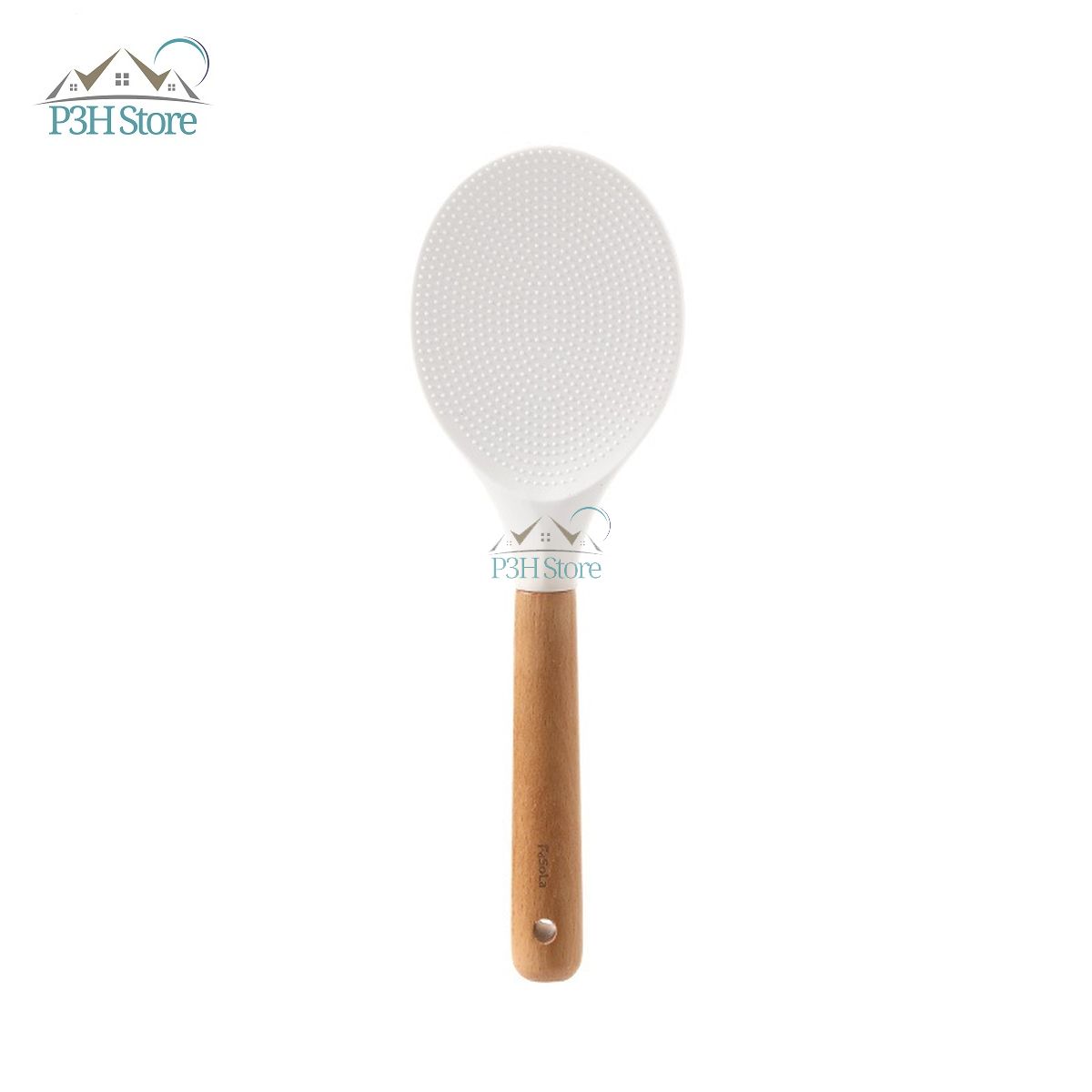 Muôi múc cơm chống dính silicone cán gỗ sồi Fasola vá xới cơm SH-296
