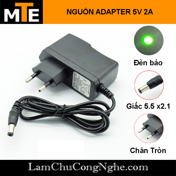 Nguồn adapter 5V 2A jack DC 5.5 x 2.1 mm